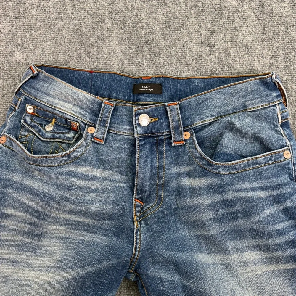 True Religion Jeans Men's 32x34 Blue Ricky Relaxed Straight Flap Pockets